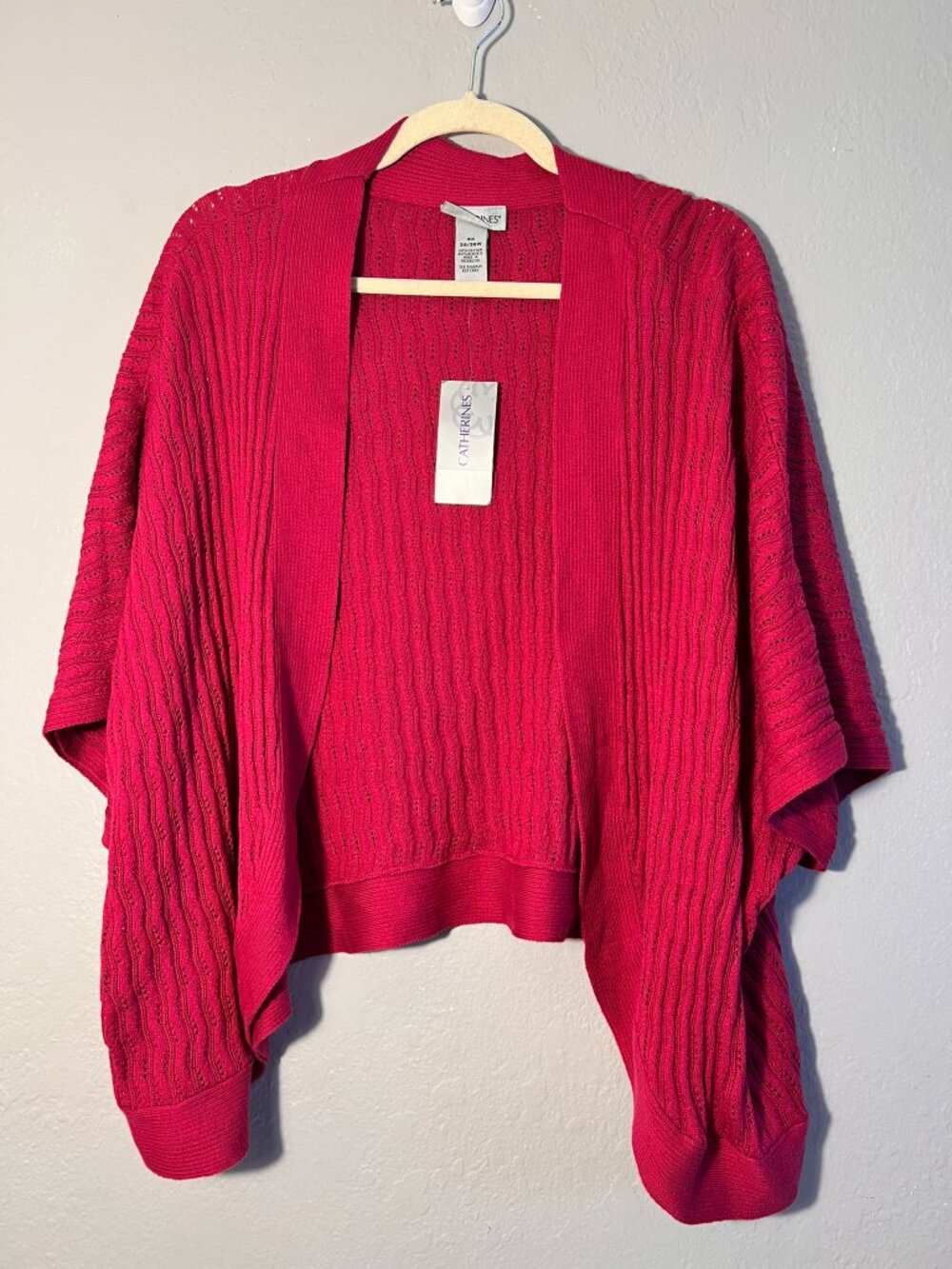 NWT Catherines 5X Pink Shrug Sweater Cardigan Short Sleeve